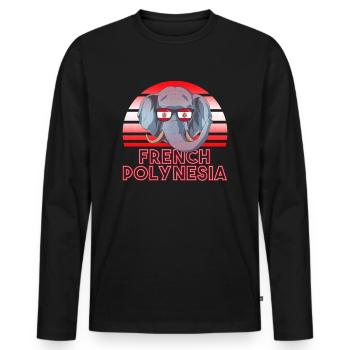 Polynésie française - T-shirt manches longues Premium bio Homme - noir - Devant - Nico (187cm)
