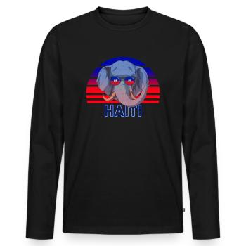 Haiti - Men's Premium Organic Long Sleeve Shirt - black - Front - Nico (187cm)