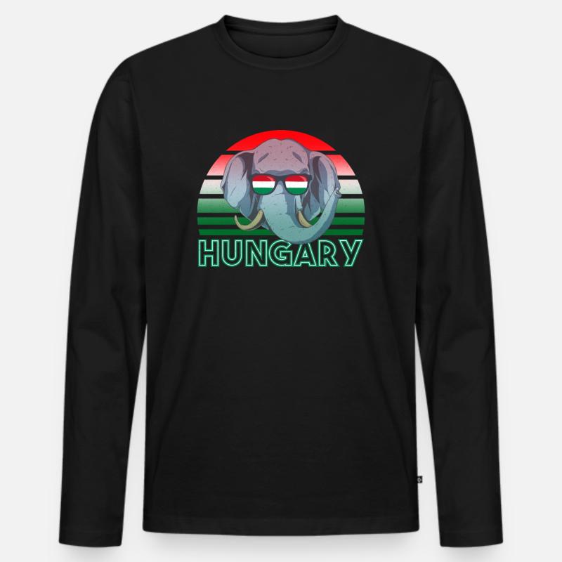 Ungarn - Männer Premium Bio Langarmshirt - Schwarz