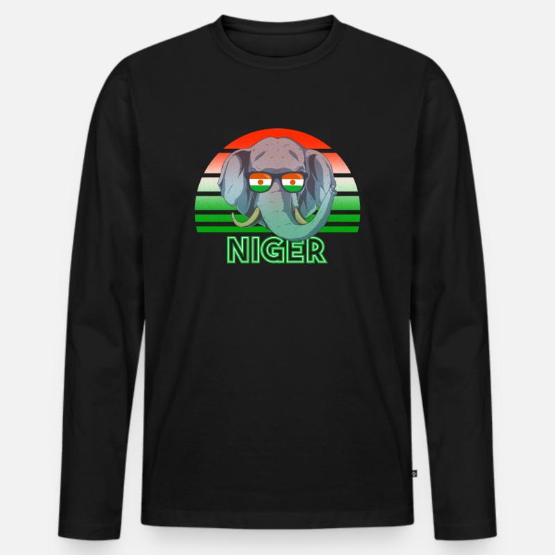 Niger - Männer Premium Bio Langarmshirt - Schwarz