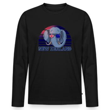 Neuseeland - Männer Premium Bio Langarmshirt - Schwarz - Vorne - Nico (187cm)