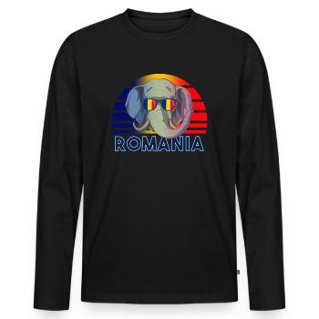 Romania - Men's Premium Organic Long Sleeve Shirt - black - Front - Nico (187cm)