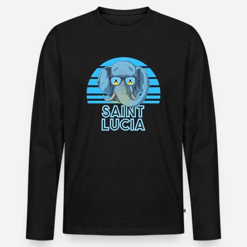 St. Lucia - Männer Premium Bio Langarmshirt - Schwarz