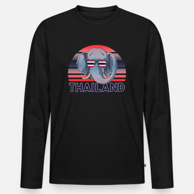 Thailand - Männer Premium Bio Langarmshirt - Schwarz