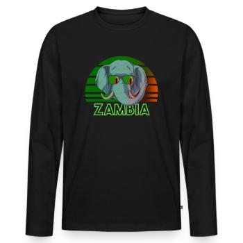 Zambia - Men's Premium Organic Long Sleeve Shirt - black - Front - Nico (187cm)