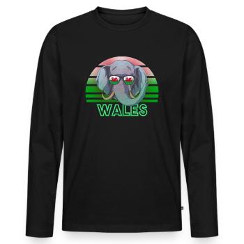 Wales - Männer Premium Bio Langarmshirt - Schwarz - Vorne - Nico (187cm)