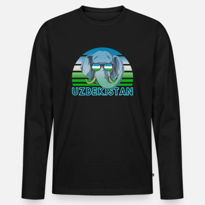 Usbekistan - Männer Premium Bio Langarmshirt - Schwarz