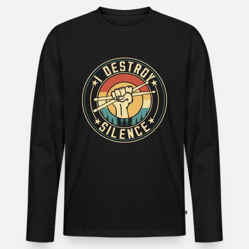 ICH ZERSTÖRE DIE STILLE - Männer Premium Bio Langarmshirt - Schwarz