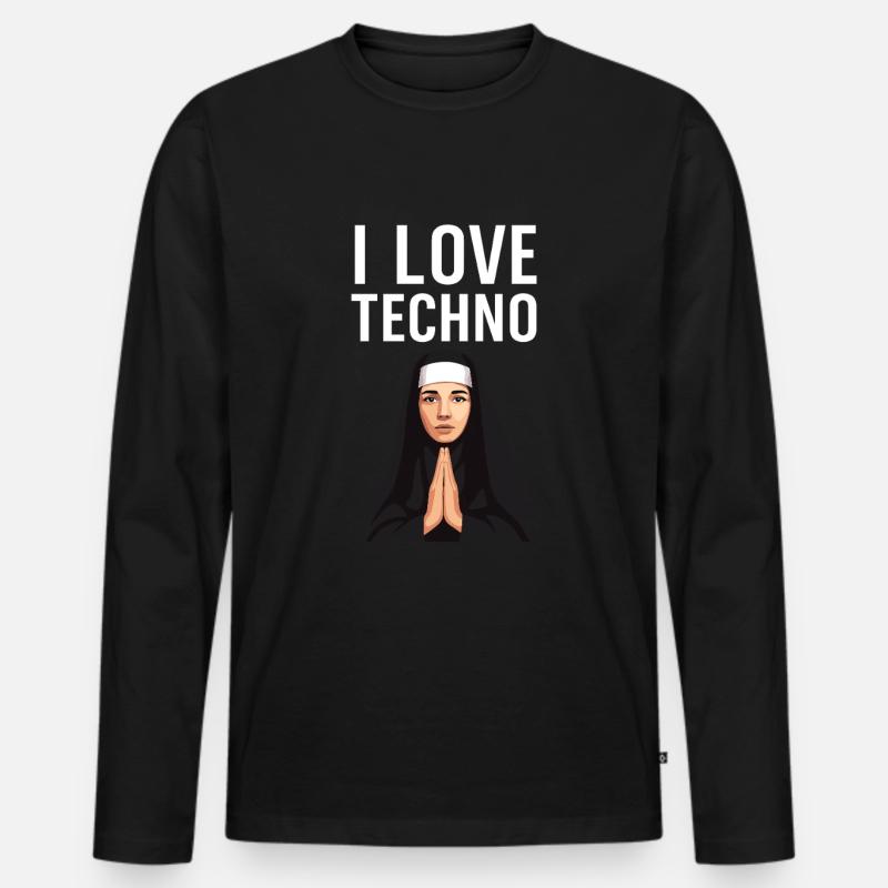 Techno ist meine Religion - Männer Premium Bio Langarmshirt - Schwarz
