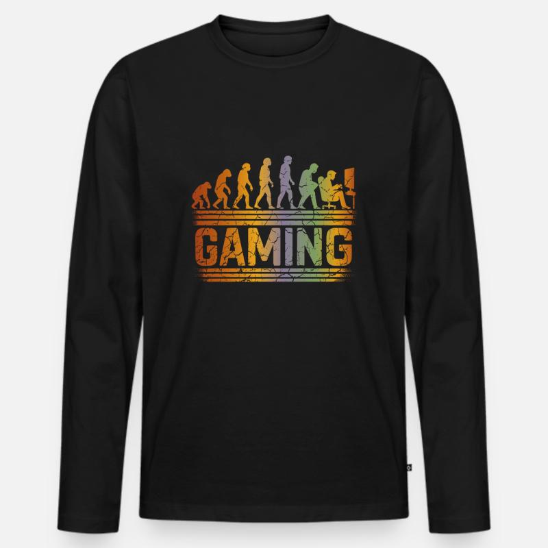 Evolution Gaming Shirt - Männer Premium Bio Langarmshirt - Schwarz