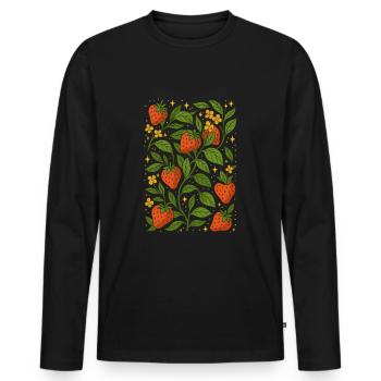 Fraise Amour Été - T-shirt manches longues Premium bio Homme - noir - Devant - Nico (187cm)