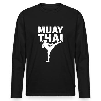 Combattant de Muay Thai - T-shirt manches longues Premium bio Homme - noir - Devant - Nico (187cm)