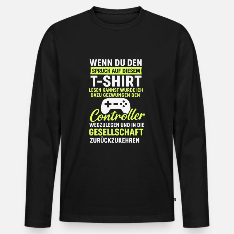 Controller Gaming Spruch - Männer Premium Bio Langarmshirt - Schwarz