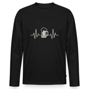 Herzschlag Bierkrug - Männer Premium Bio Langarmshirt - Schwarz - Vorne - Nico (187cm)