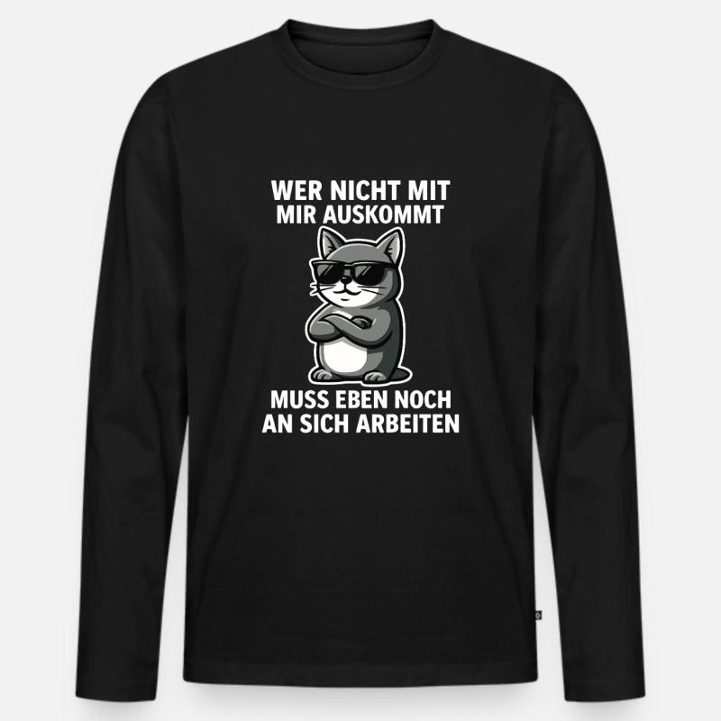 Coole Katze Spruch - Männer Premium Bio Langarmshirt - Schwarz