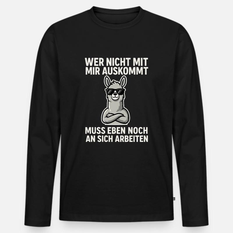 Selbstbewusst Lama Spruch - Männer Premium Bio Langarmshirt - Schwarz