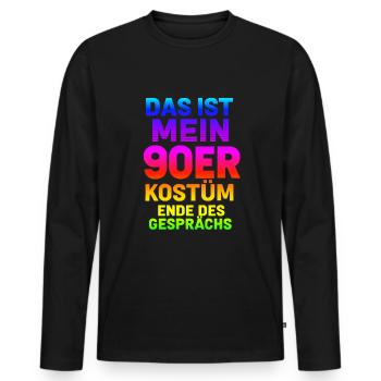 Mein90er Kostüm - Männer Premium Bio Langarmshirt - Schwarz - Vorne - Nico (187cm)