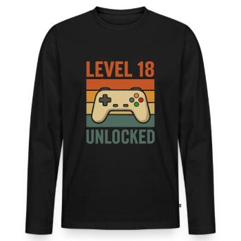 Gamer Birthday Retro Design - Men's Premium Organic Long Sleeve Shirt - black - Front - Nico (187cm)