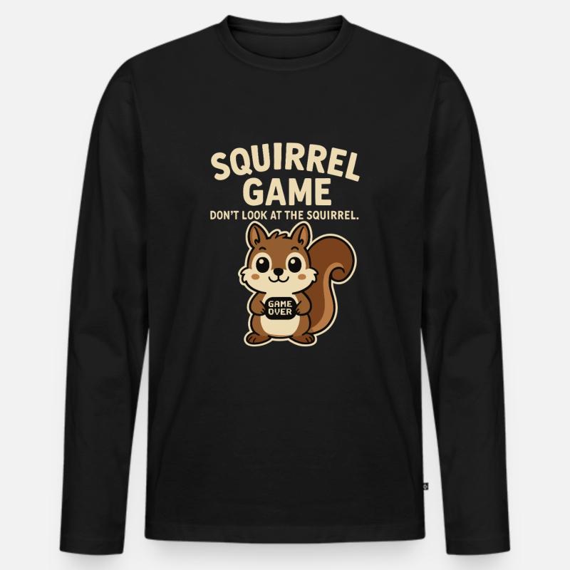 Eichhörnchen Lustiger Spruch game over - Männer Premium Bio Langarmshirt - Schwarz