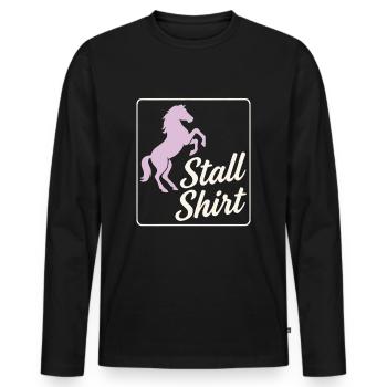 Stall Shirt – Pferdemädchen Design - Männer Premium Bio Langarmshirt - Schwarz - Vorne - Nico (187cm)