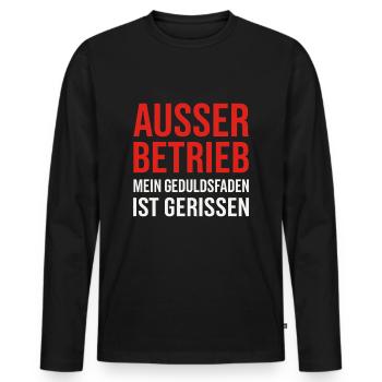 Ausser Betrieb - Geduldsfaden - Männer Premium Bio Langarmshirt - Schwarz - Vorne - Nico (187cm)