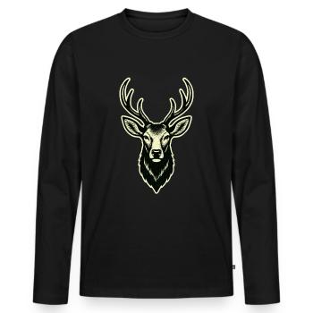 Hirsch Hirschgeweih - Männer Premium Bio Langarmshirt - Schwarz - Vorne - Nico (187cm)