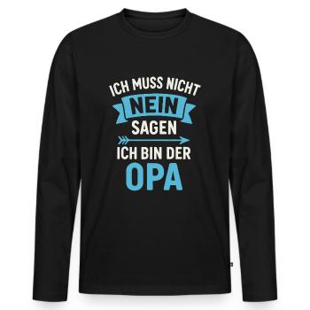 Je n’ai pas besoin de dire non, je suis grand-père - T-shirt manches longues Premium bio Homme - noir - Devant - Nico (187cm)