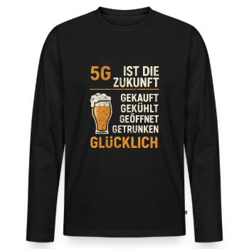 5G Bier Spruch - Männer Premium Bio Langarmshirt - Schwarz - Vorne - Nico (187cm)