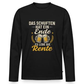 Das Schuften hat ein Ende - Es lebe die Rente - Männer Premium Bio Langarmshirt - Schwarz - Vorne - Nico (187cm)