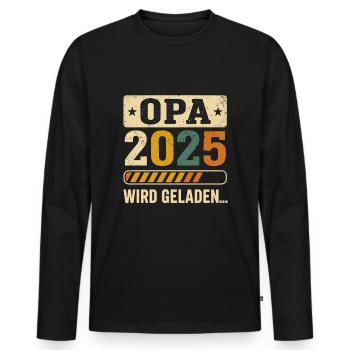 Opa 2025 wird geladen – Bald Opa Design - Männer Premium Bio Langarmshirt - Schwarz - Vorne - Nico (187cm)