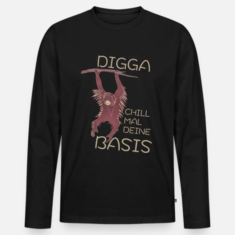 DIGGA CHILL MAL DEINE BASIS - Männer Premium Bio Langarmshirt - Schwarz