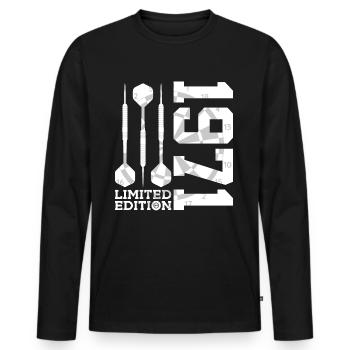 LIMITED EDITION 1971 DARTS 55. GEBURTSTAG - Männer Premium Bio Langarmshirt - Schwarz - Vorne - Nico (187cm)