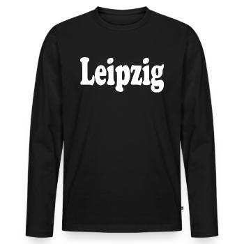 Leipzig - T-shirt manches longues Premium bio Homme - noir - Devant - Nico (187cm)