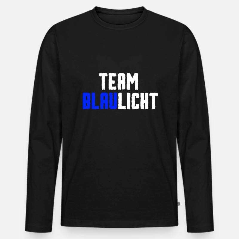 Team Blaulicht - Männer Premium Bio Langarmshirt - Schwarz
