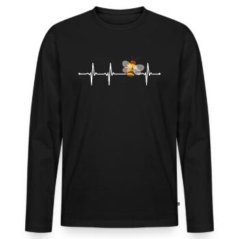 Herzschlag Biene Imker Honigbienen - Männer Premium Bio Langarmshirt - Schwarz - Vorne - Nico (187cm)