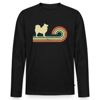 Samoyed Dog Retro Vintage Design - Men's Premium Organic Long Sleeve Shirt - black - Front - Nico (187cm)