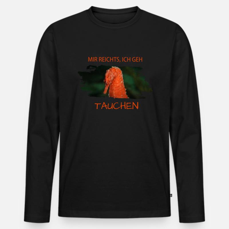 Tauchen Diving Seahorse Seepferdchen - Männer Premium Bio Langarmshirt - Schwarz