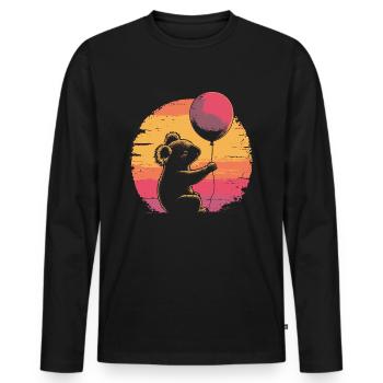 Koala mit Luftballon Vintage Silhouette - Männer Premium Bio Langarmshirt - Schwarz - Vorne - Nico (187cm)
