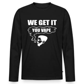 You vape Heavy Smoker Gift - Men's Premium Organic Long Sleeve Shirt - black - Front - Nico (187cm)