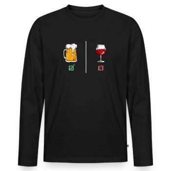 Better beer than wine - Men's Premium Organic Long Sleeve Shirt - black - Front - Nico (187cm)