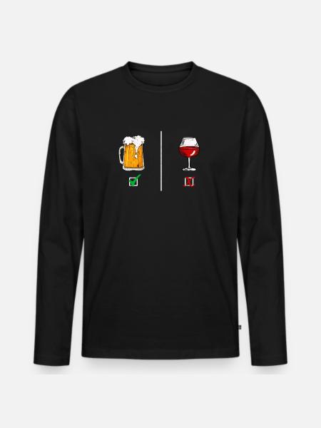 Lieber Bier als Wein - Männer Premium Bio Langarmshirt - Schwarz