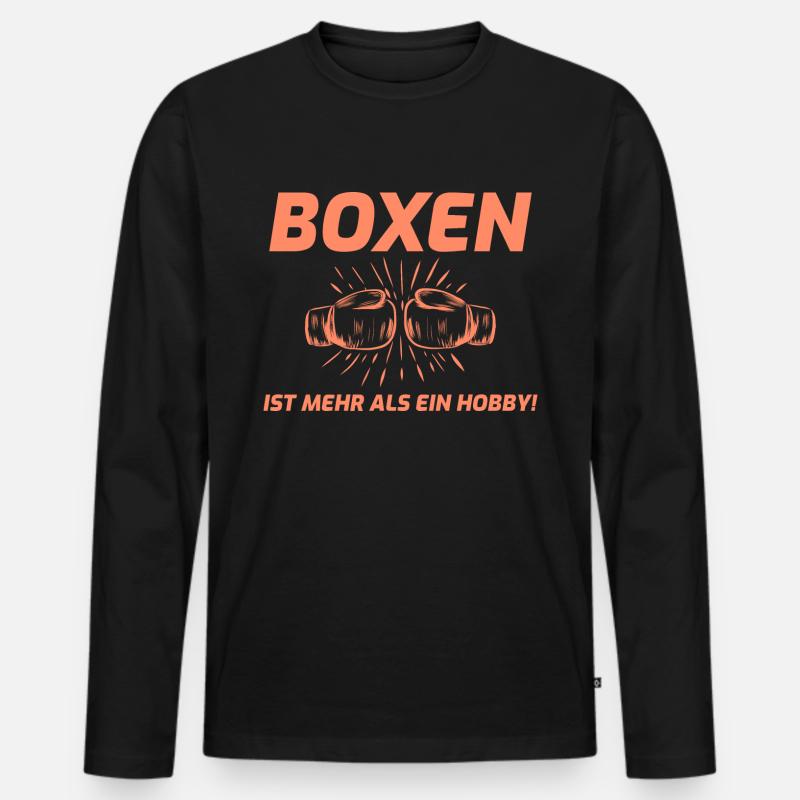 Boxen Spruch - Männer Premium Bio Langarmshirt - Schwarz