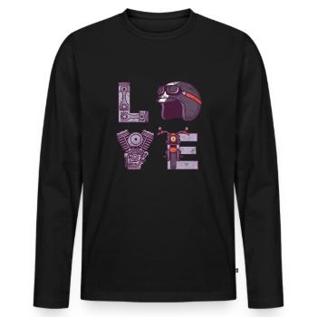 Love My Motorcycle - For Bikers Motorcycle - Men's Premium Organic Long Sleeve Shirt - black - Front - Nico (187cm)