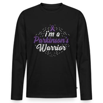 Guerrier de Parkinson. Poison de survivant ou de guerrier - T-shirt manches longues Premium bio Homme - noir - Devant - Nico (187cm)