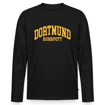 Dortmund - Men's Premium Organic Long Sleeve Shirt - black - Front - Nico (187cm)