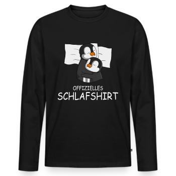 Offizielles Schlafshirt Pinguin - Männer Premium Bio Langarmshirt - Schwarz - Vorne - Nico (187cm)
