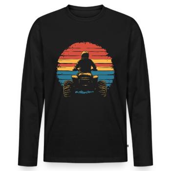 Quad quad coucher de soleil vintage - T-shirt manches longues Premium bio Homme - noir - Devant - Nico (187cm)
