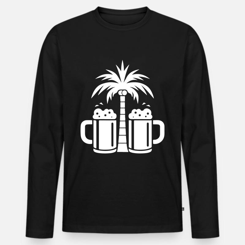 Bier Palmen Strand - Männer Premium Bio Langarmshirt - Schwarz