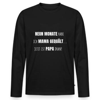 Neuf mois j'ai tourmenté maman - T-shirt manches longues Premium bio Homme - noir - Devant - Nico (187cm)