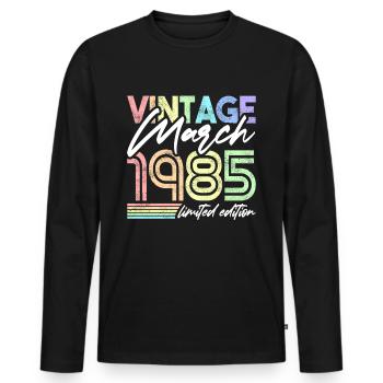 Vintage Mars 1985 Birthday Design pour Femmes - T-shirt manches longues Premium bio Homme - noir - Devant - Nico (187cm)